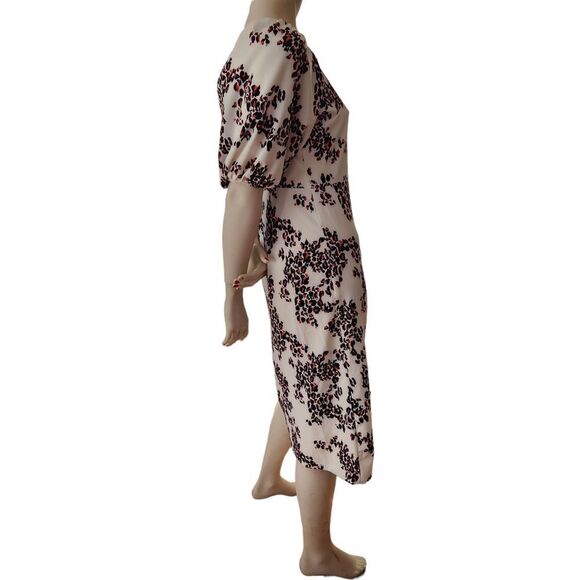 Ophelia Roe Dress White Floral Button Front 1/2 Sleeve Square Neck Off Shoulder - Picture 6 of 12